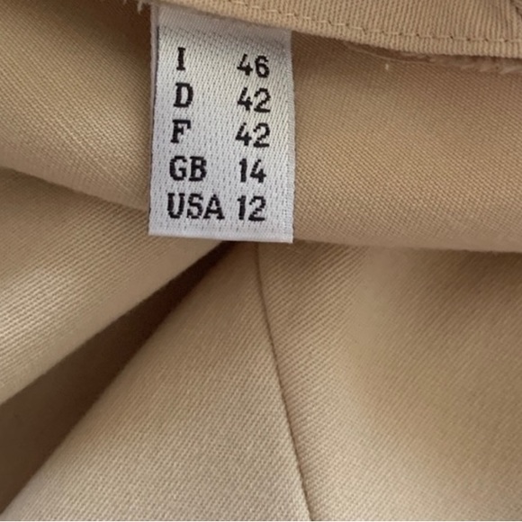 ALBERTA FERRETTI TAN DRESS SHORT SLEEVES BUTTON DOWN VIRGIN WOOL TAN SZ 12 - Picture 12 of 12